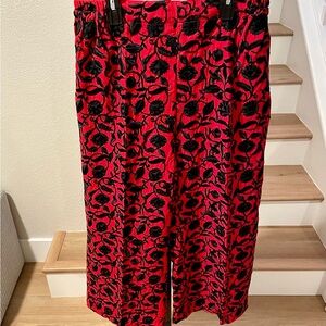 Agha Noor Authentic Red and Black Embroidered Floral Pants